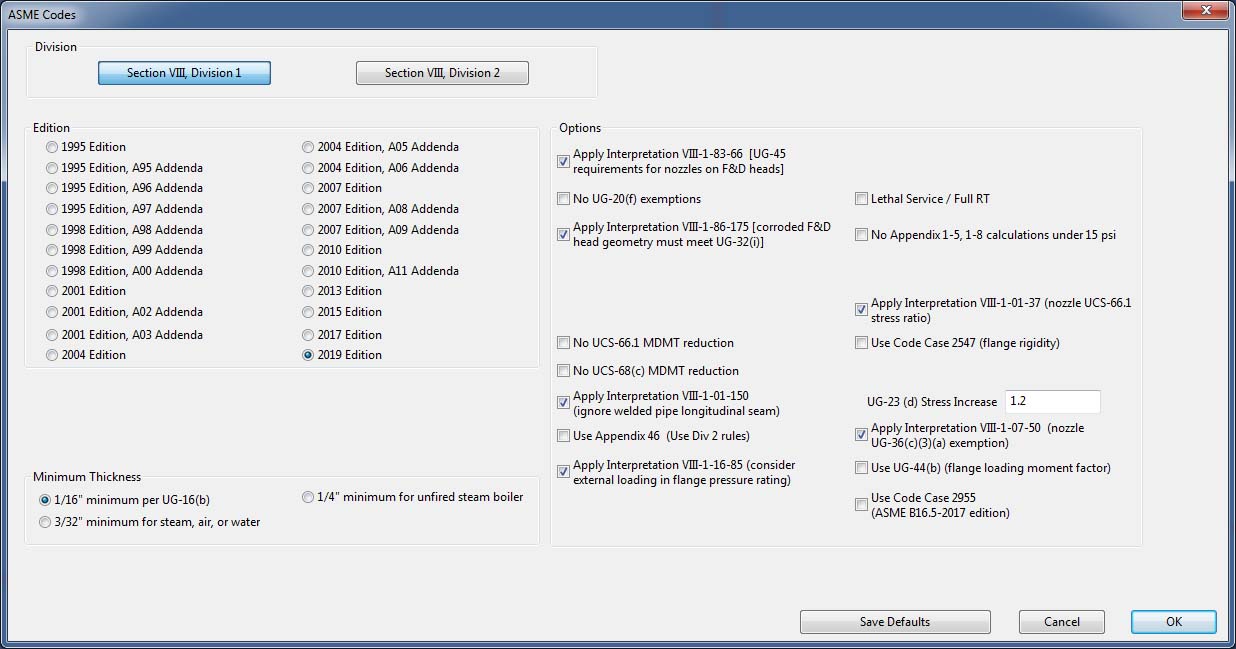 ASME_Editions COMPRESS Supports and is Compliant With Multiple ASME Code Editions
