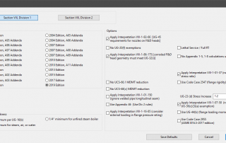 2020 ASME Codes Menu in COMPRESS