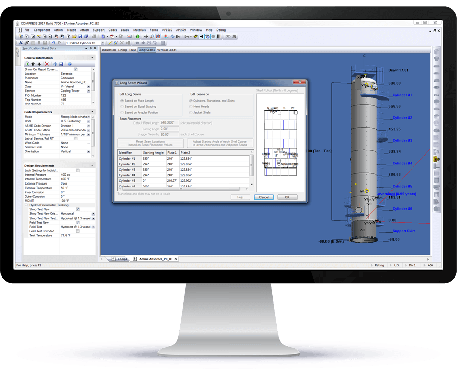 Codeware. Pressure Vessel Design. Vessel calculation. Defensive Design software.