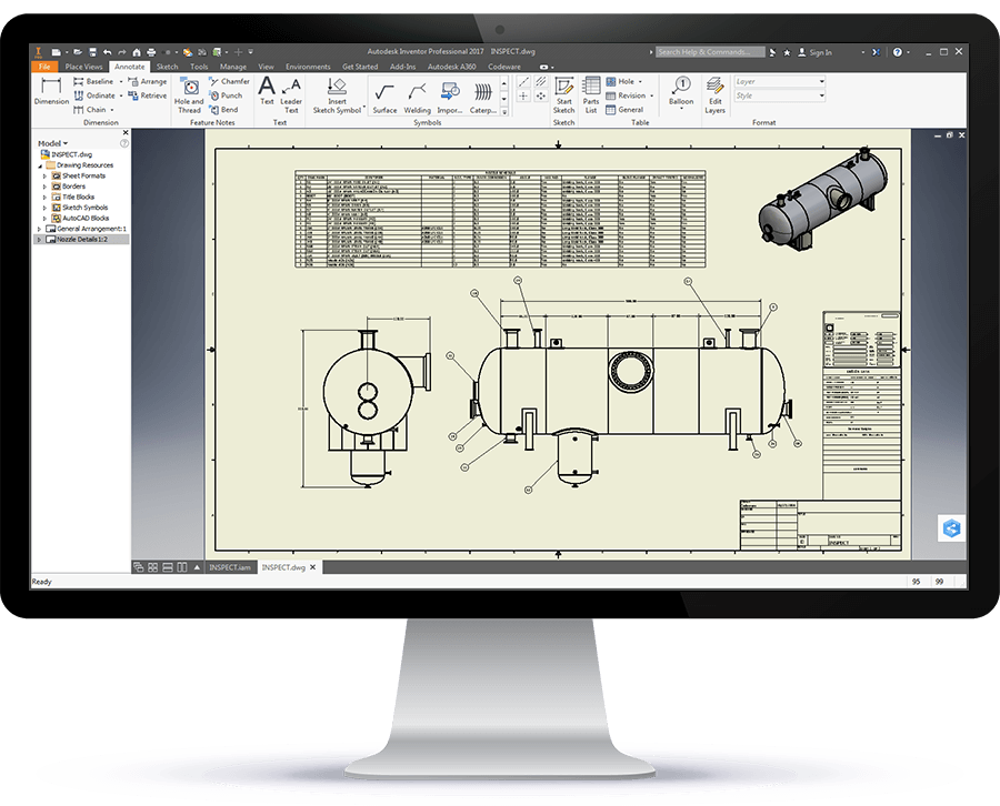The CWI turns COMPRESS designs into fabrication drawings using Inventor and is included at no additional cost.