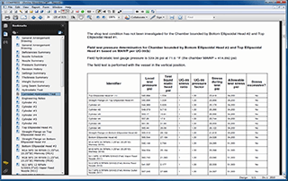 COMPRESS calculates hydrostatic test stresses and generates UG-99 hydrotest reports