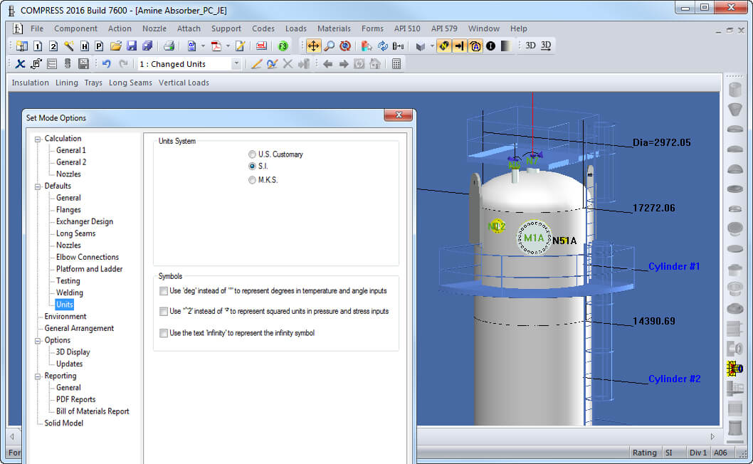 vessels & exchangers in metric units