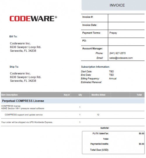Codeware Invoice