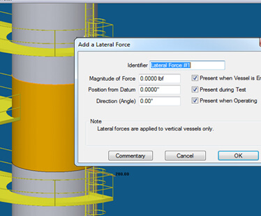 Global external loads on pressure vessel supports in COMPRESS