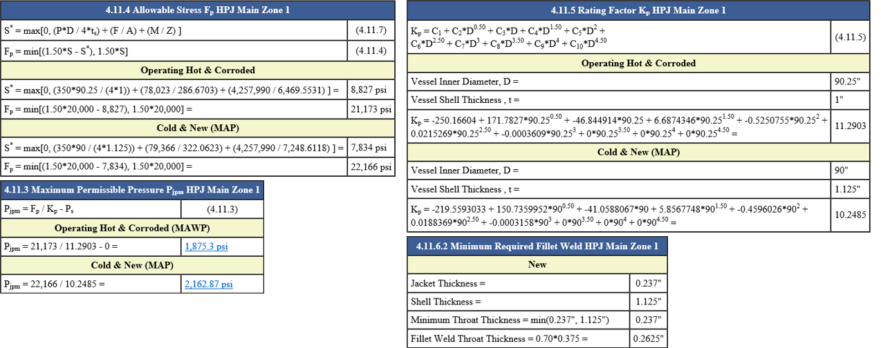 A Jacketed Vessel Report in COMPRESS. Both conventional and half pipe jackets per Division 1 and Division 2 are supported.