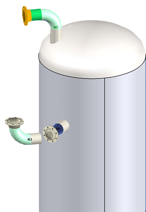 Nozzles designed in COMPRESS with pipe elbows and flanged connections Nozzles designed in COMPRESS with pipe elbows and flanged connections