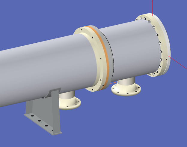 A heat exchanger in COMPRESS displaying flange pairs