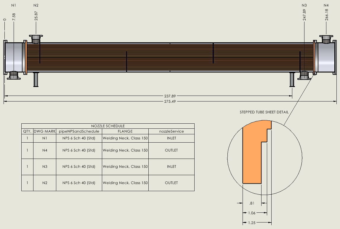 Stepped Tubesheet Detail Drawing Created by the CWI From a COMPRESS UHX Heat Exchanger Design