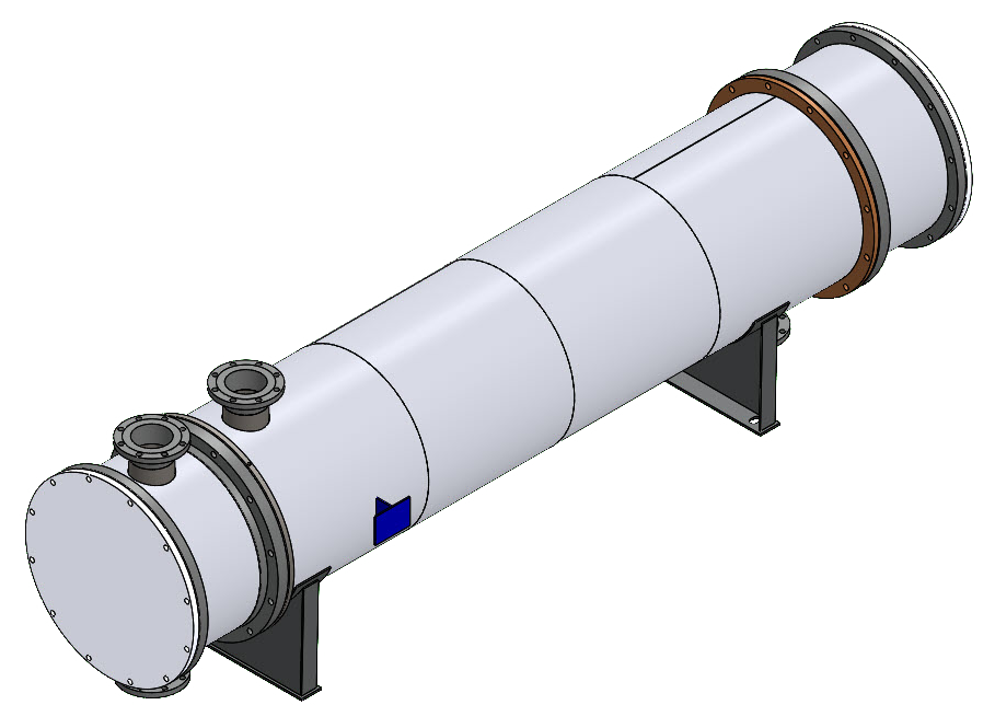An isometric view of a Heat Exchanger model created by the Codeware Interface add-on