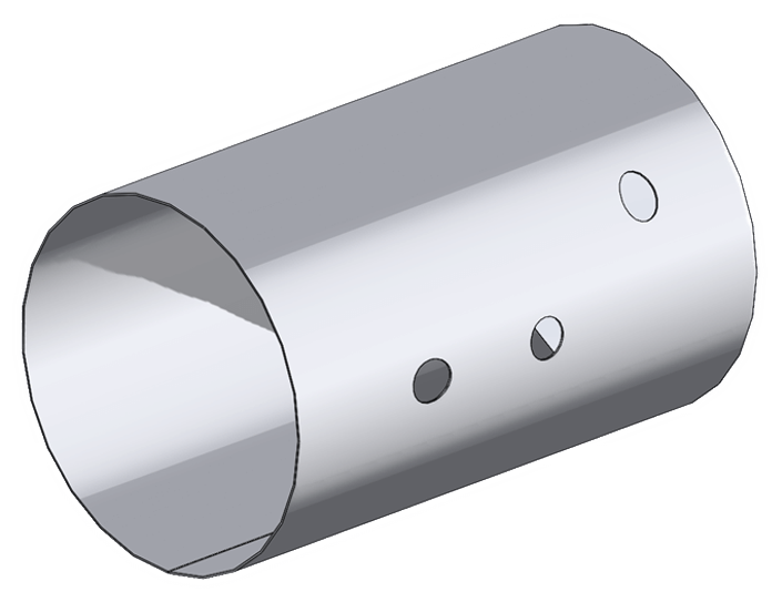 A CWI cylindrical shell rolled up using the SOLIDWORKS Sheet Metal function