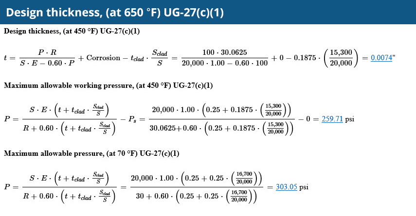 ASME Cladding Stress Calculations