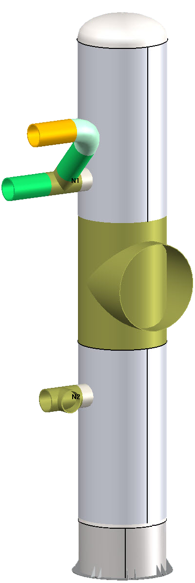 ASME B16.9 Tees with Piping in COMPRESS