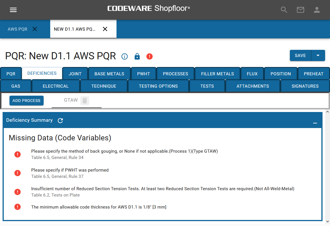 Shopfloor ensures that your forms include Code mandated Essential and Supplemental Essential Variables