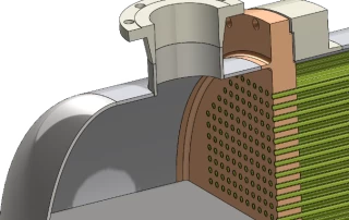 Tubesheets with hub model in SOLIDWORKS, designed in Codeware COMPRESS