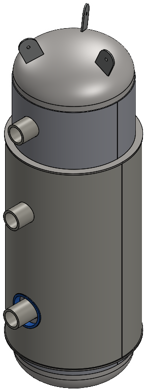 Nozzle modeled on pressure vessel jackets using the Codeware Interface add-in