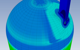 Pressure Vessel Attachment, created in CIOMPRESS, after automatic Meshing