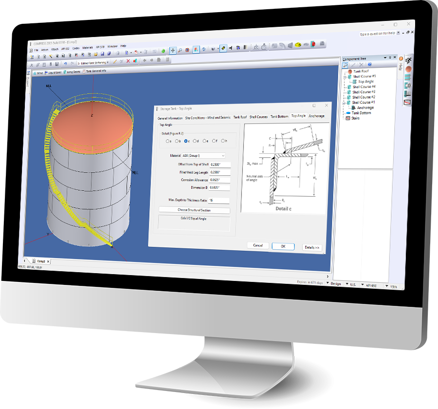 storage tank design in COMPRESS