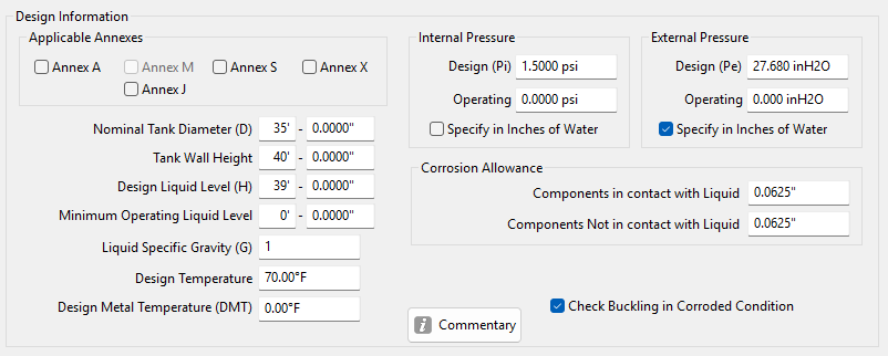 API 650 Annexes in COMPRESS