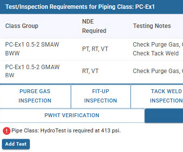 Pipe Class feature in Shopfloor