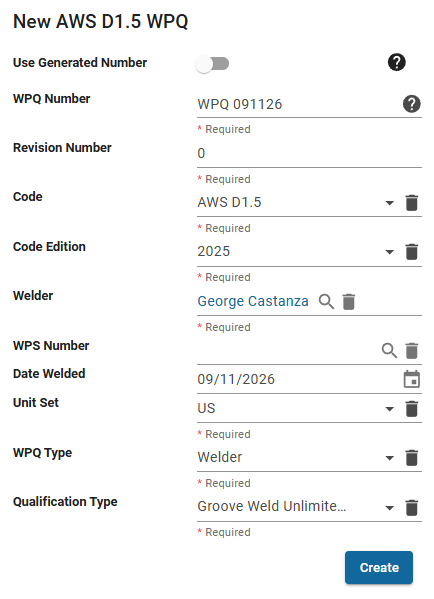 AWS D1.5 Form in Shopfloor AWS D1.5 Form in Shopfloor
