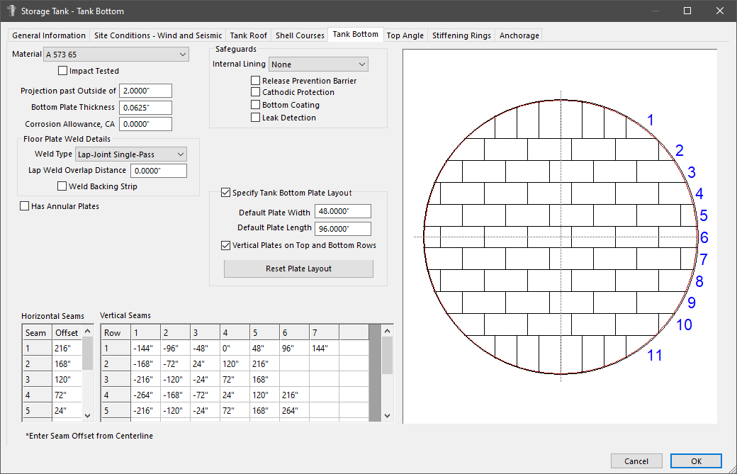 API 650 Storage Tank - Tank Bottom Configuration